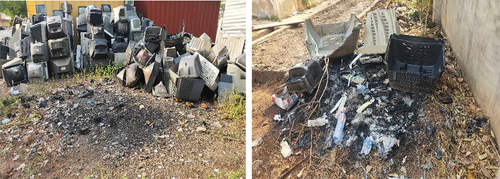 Figure 8. Open burning of e-waste after recovery of valuable materials.