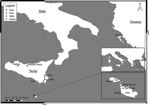 Figure 1. Map of the sampling sites of Potamon fluviatile.