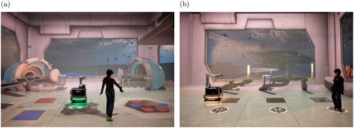 Figure 2. Impressions of the mini-games (a) “analyzing algae” and (b) “refueling”.