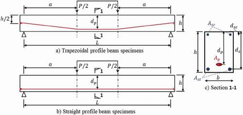 Figure 11. Typical beam specimen dimensions.