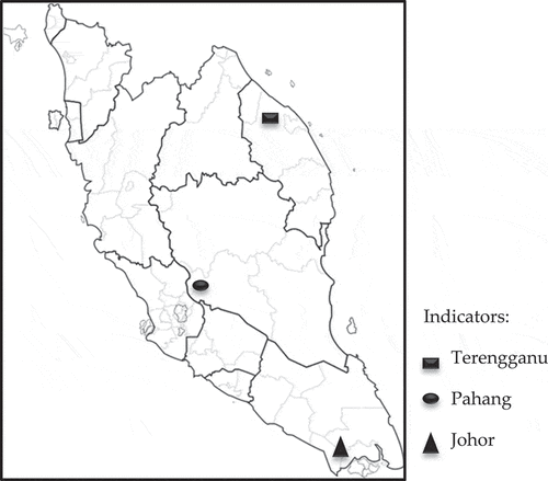 Figure 2. Malaysian map indicating the location of honey sampling