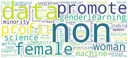Figure 1. Word cloud analysis of informal training organizations as they describe the motivations and methods of learning on their websites and online platforms..