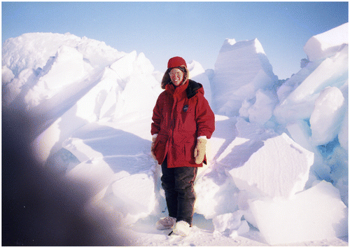 Figure 1. Claire at an ice ridge in the Central Arctic, 28 April 1999.