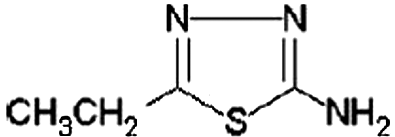 Figure 1. Molecular structure of 2-amino-5-ethyl-1,3,4-thiadiazole (AETDA).