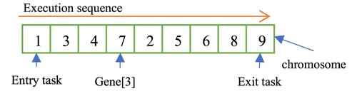 Figure 3. GA chromosome structure for workflow scheduling.