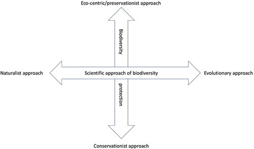 Figure 1. Synthesis axes to study biology. Adapted from Barroca-Paccard, Orange Ravachol, and Gouyon Citation2018.