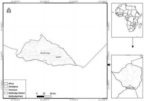 Figure 1. Map of Beitbridge district showing the location of ward 3.