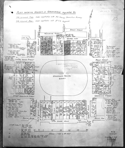 Figure 9. Grosvenor Square lease plan (Grosvenor Estate and the Westminster City Archives).