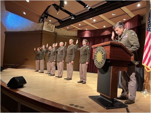 Fig. 1 38G/6 V Heritage and Preservation Specialist Army Reserve Officers being sworn in. Image courtesy of the Smithsonian Cultural Rescue Initiative.