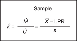 Figure 6 Formula for quantification of margins and uncertainties: k-factor calculation for a sample.