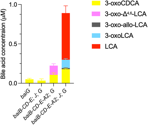 Figure 4. Conversion of CDCA by E. coli expressing bai genes.