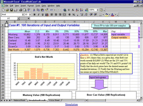 Figure 4. Simulation Summary for Bob's Balance Sheet (Excel Version)