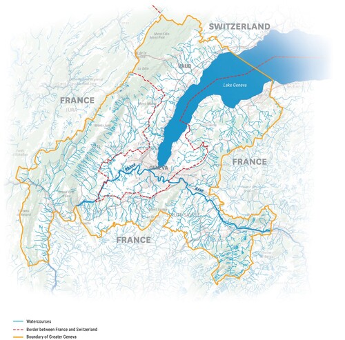 Figure 2. Greater Geneva Metropolis and watercourses.