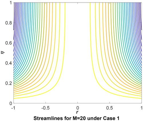Figure 12. Streamlines for M = 20 under Case 1.