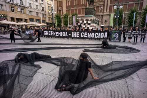 Figure 1. Women in Black public protest Srebrenica – Ime Genocida (Srebrenica – The Name of Genocide), 10 July 2022, Belgrade, Serbia. Courtesy of Women in Black Archive