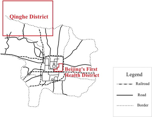 Figure 1. Map of Beijing’s first health district and Qinghe district, 1936.
