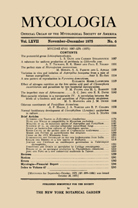 Cover image for Mycologia, Volume 67, Issue 6, 1975