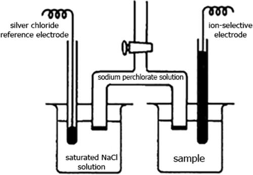 Figure 1. Electrochemical cell for measuring the potential difference at various concentrations of bromide - anion.