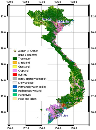 Figure 1. Study area in Vietnam mainland (ESA WorldCover (zanaga et al. Citation2022)).