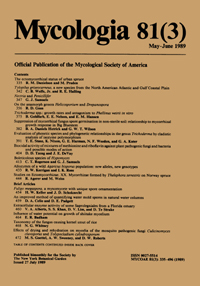 Cover image for Mycologia, Volume 81, Issue 3, 1989