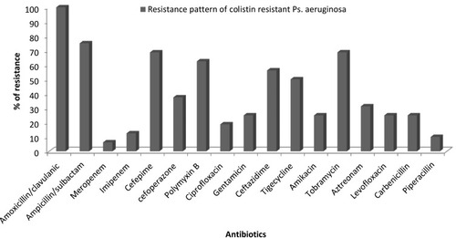 Figure 3 Antibiotic resistance pattern of colistin-resistant isolates.