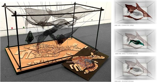 Figure 3. A web of social relations and its shifting spatialities during a typical day in Venice, image and project by Lauren Clancy, Emma Hartley, and Kate Johnstone, University of Liverpool, 2019