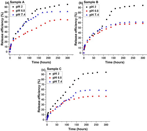 Figure 8. Drug release curves for all three samples.