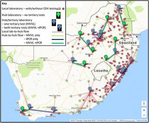 Figure 7 HH-mNvT results, current numbers of laboratories, variable range 3/4-h CD4 travel limits, 23 hubs