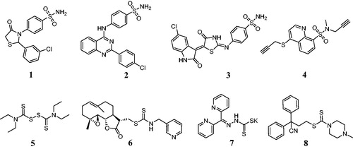 Figure 1. Antitumor sulfonamide and dithiocarbamate derivatives.