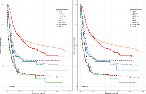 Figure 2 OS and CSS data of patients with different stages and treatment. The time from randomization to death from any cause, is considered the best therapeutic endpoint in tumor clinical trials when the patient’s survival can be extended. It can intuitively determine whether the treatment method used benefits the patient. The time from randomization to death from the cancer. Reflect the effectiveness of targeted treatment methods on cancer.