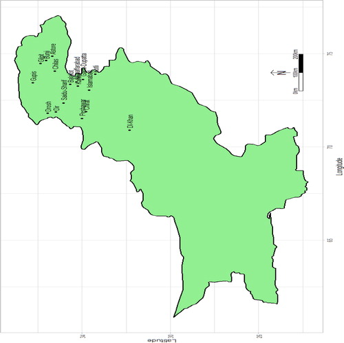 Figure 1. Study area: meteorological stations of Northern Area and KPK (Pakistan).