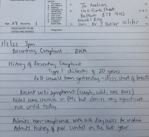 Figure 2. Mock hospital clerk-in for a patient admitted to hospital.