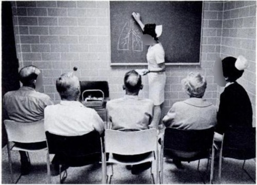 Figure 1 “Nurse giving small group education class to CAO patients at beginning of their comprehensive care program”.