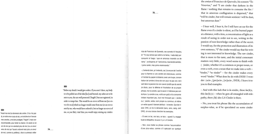 Figure 5 Jacques Derrida’s Cinders (1987), 74–5. © University of Nebraska Press and University of Minnesota Press, 2014.