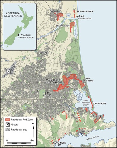 Figure 1. Ōtautahi Christchurch red zones.