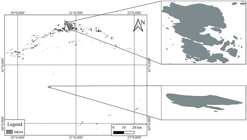 Figure 11. Dataset of lake area objects with natural shape features.