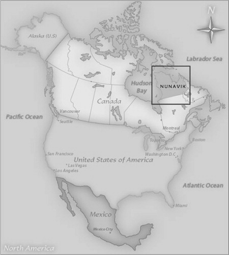 Fig. 1 The location of Nunavik, Quebec in North America.