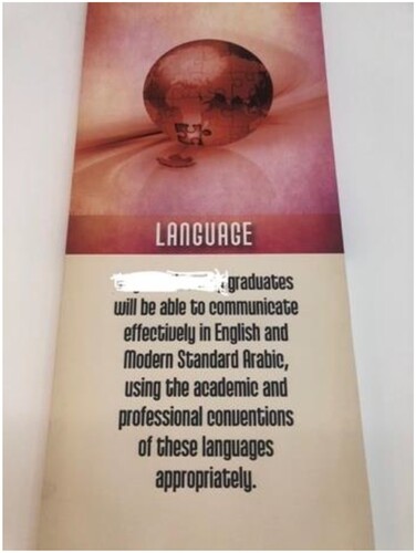 Figure 1. Mission statement regarding ‘language’ at a UAE government university.