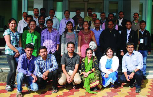 Photograph of Dr Sourav Pal with some of his past and present students