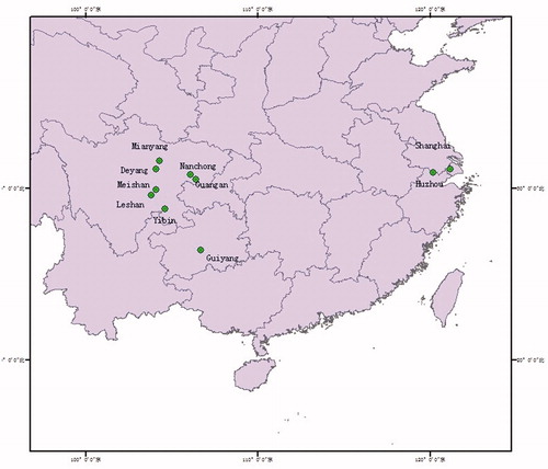 Figure 1. A collection map of the Pseudoregma bambucicola in China.