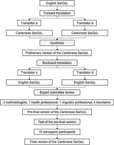 Figure 1 Translation and cultural adaptation of the Cantonese SarQoL.