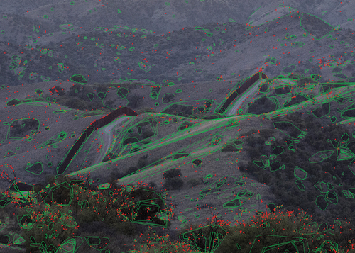     Fig. 11. Trevor Paglen, Near Nogales Maximally Stable Extremal Regions; Good Features to Track, 2017     (detail). Pigment print 28 ½ × 40 in. © Trevor Paglen. Courtesy of the artist, Altman Siegel, San Francisco,     and Pace Gallery.