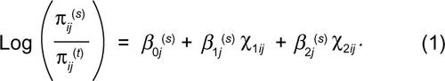 Figure 1 Equation representing the two level multilevel choice regression model.