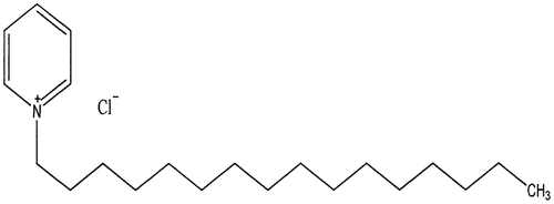 Figure 2. Molecular structure of cetylpyridinium chloride (https://pubchem.ncbi.nlm.nih.gov/compound/cetylpyridinium_chloride#section=IUPAC-Name).