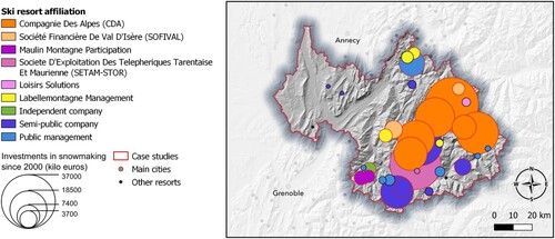 Figure 2. Affiliations and investments in snowmaking of Savoie’s ski resorts since 2000.