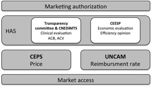 Figure 2. French organisations involved in assessment market-access process of medical innovations.