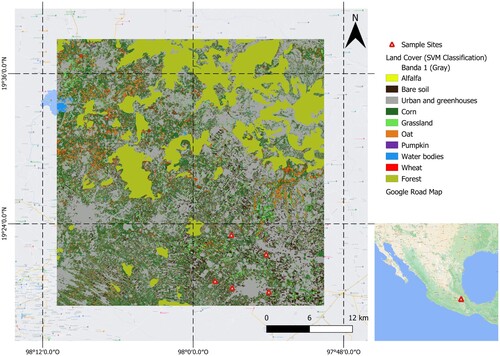 Figure 1. Geographical location of Huamantla into a EASEGrid 2.0 cell at 36  km, Tlaxcala, Mexico.