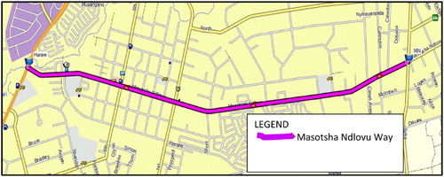 Figure 2. Masotsha Ndlovu Way taxi route