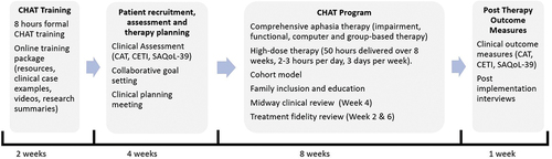 Figure 1. Project timeline for the implementation of the Comprehensive, High-dose Aphasia Treatment