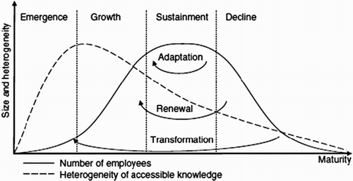 Figure 2. The cluster life cycle. Source: Menzel and Fornahl (Citation2010), p. 218.